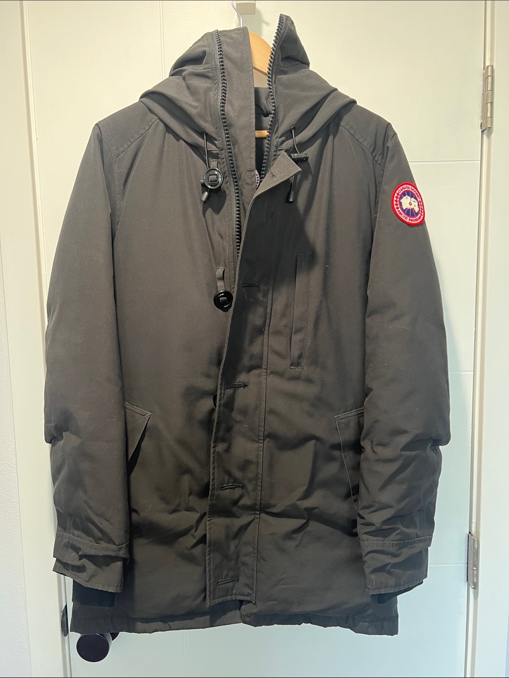 Canada Goose Men’s Black Hooded Parka Jacket with Bag